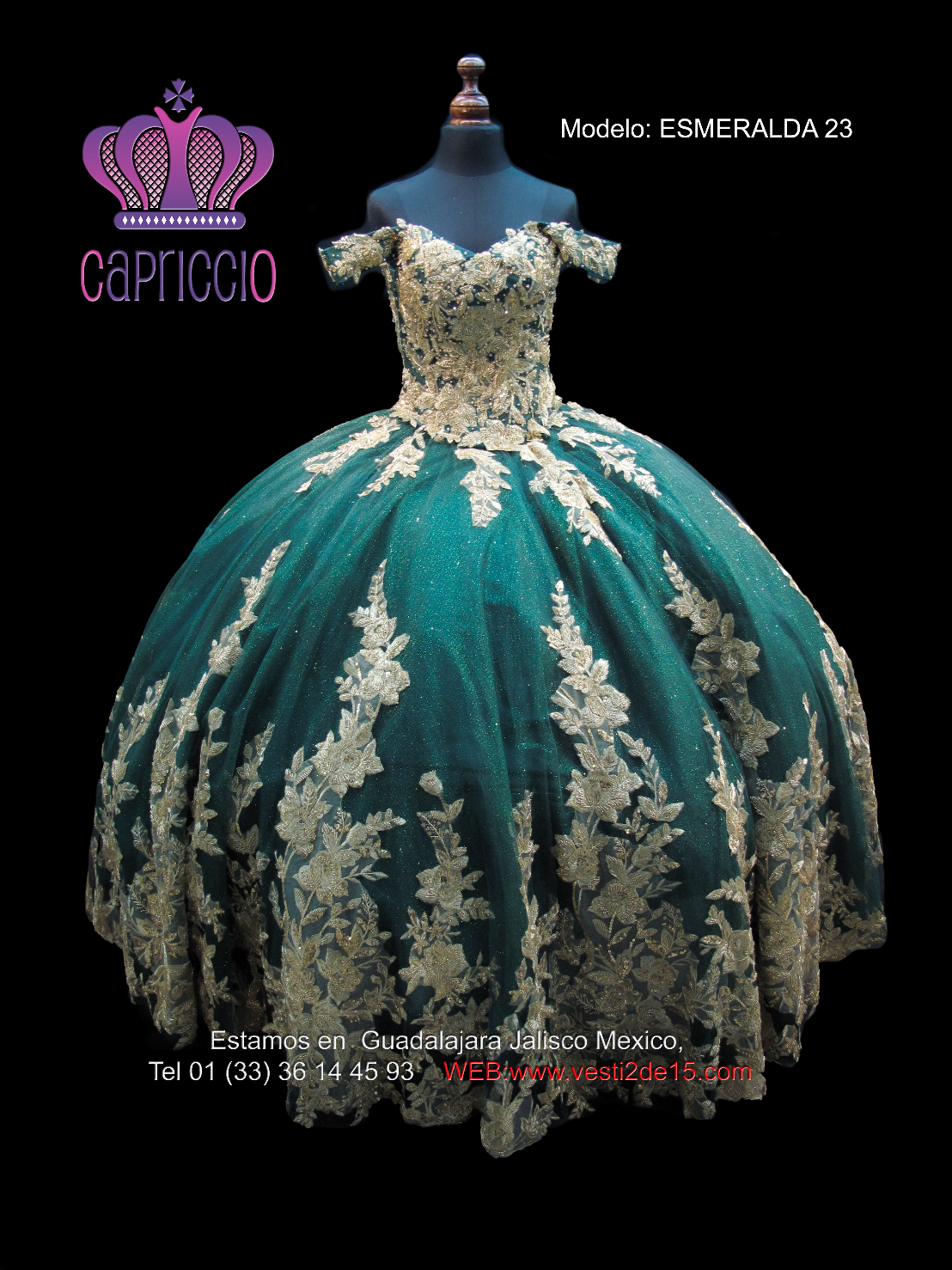 Vestido de XV años con encaje y diseño estilo princesa